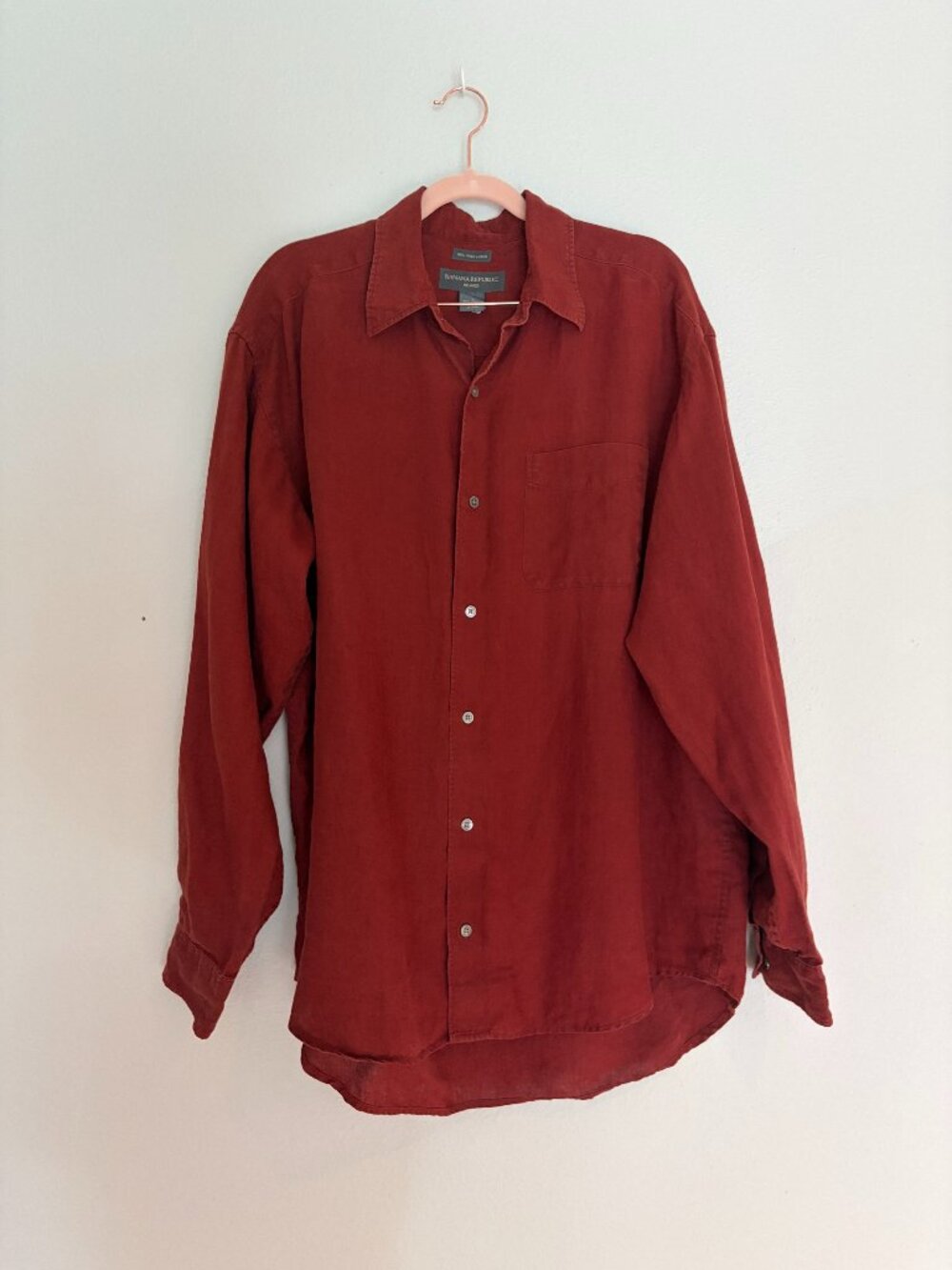 Banana Republic | Rust Red 100% Irish Linen Relaxed Button Down Shirt Large